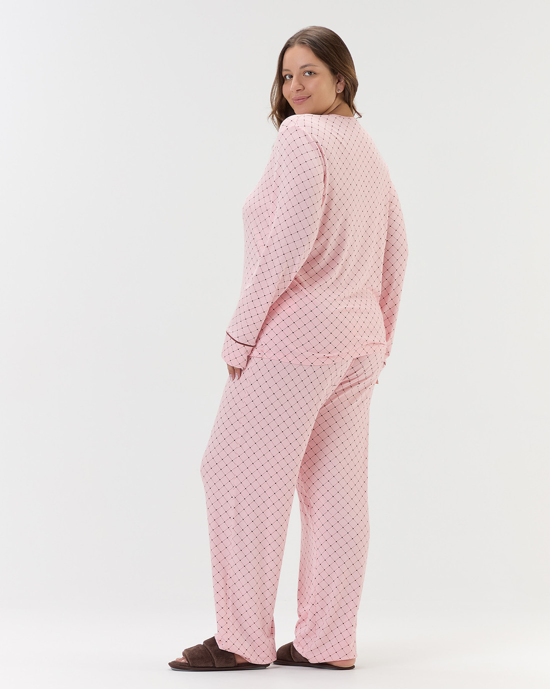 Pijama Feminino Manga Longa Com Calça Plus Size