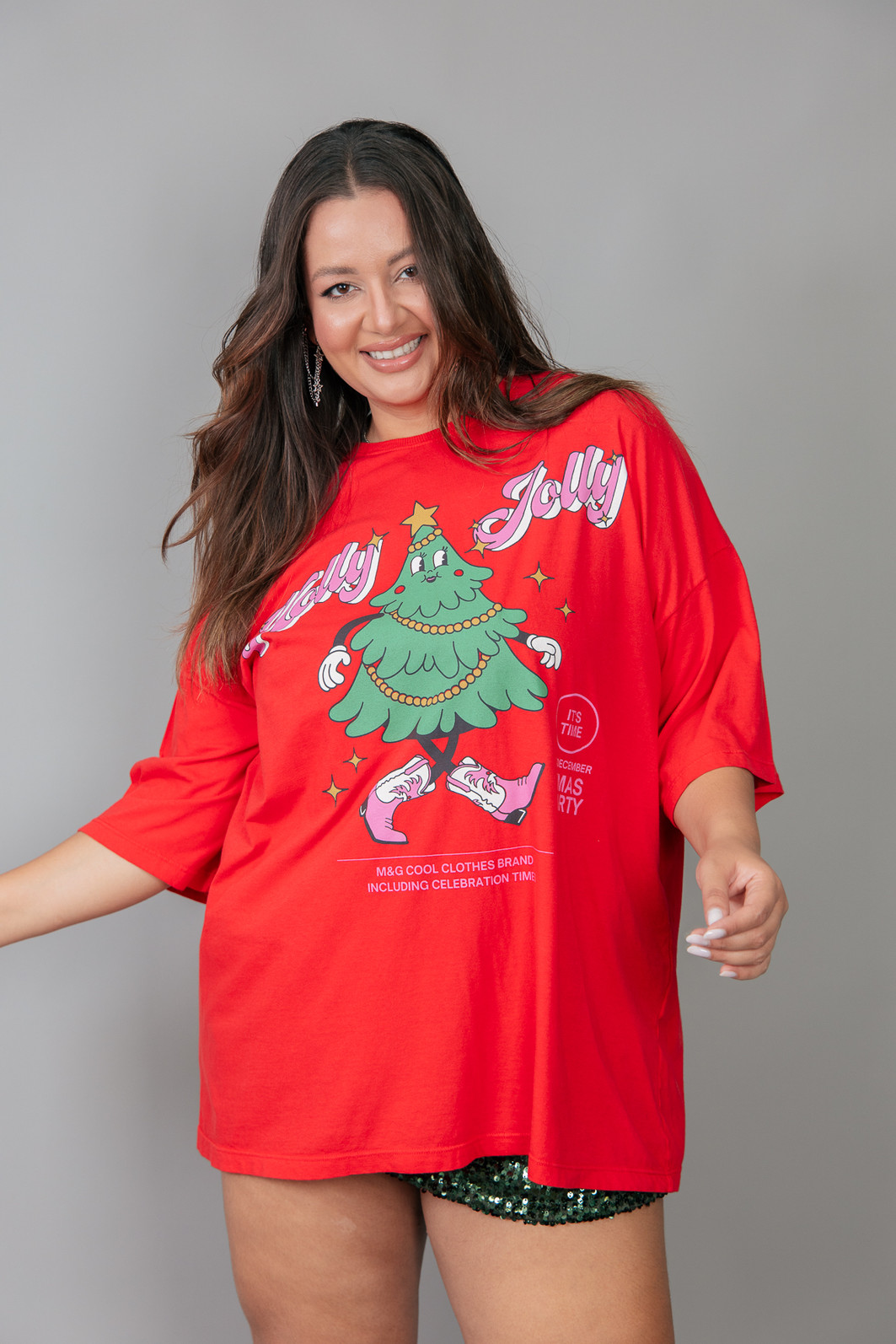 CAMISETA T-SHIRT OVERSIZED VERMELHA HOLLY JOLLY CAMISETA T-SHIRT OVERSIZED VERMELHA HOLLY JOLLY