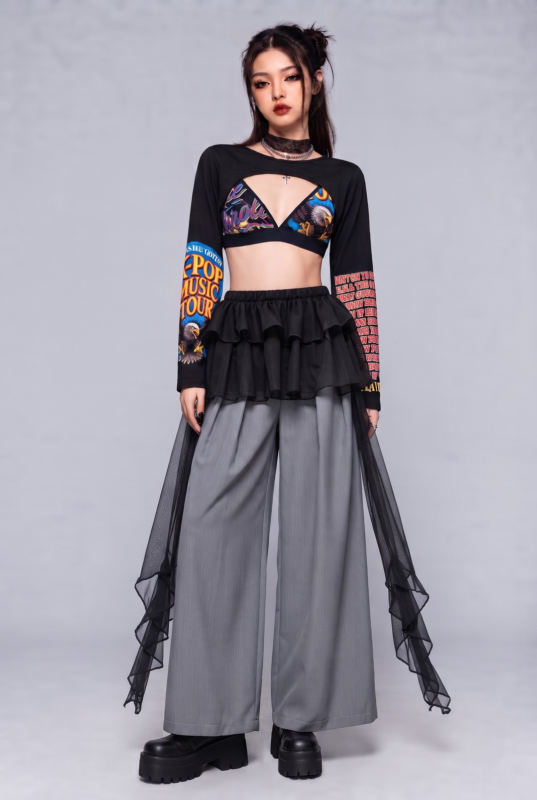 SAIA CINTO DE TULE PRETO COM PONTAS SAIA CINTO DE TULE PRETO COM PONTAS