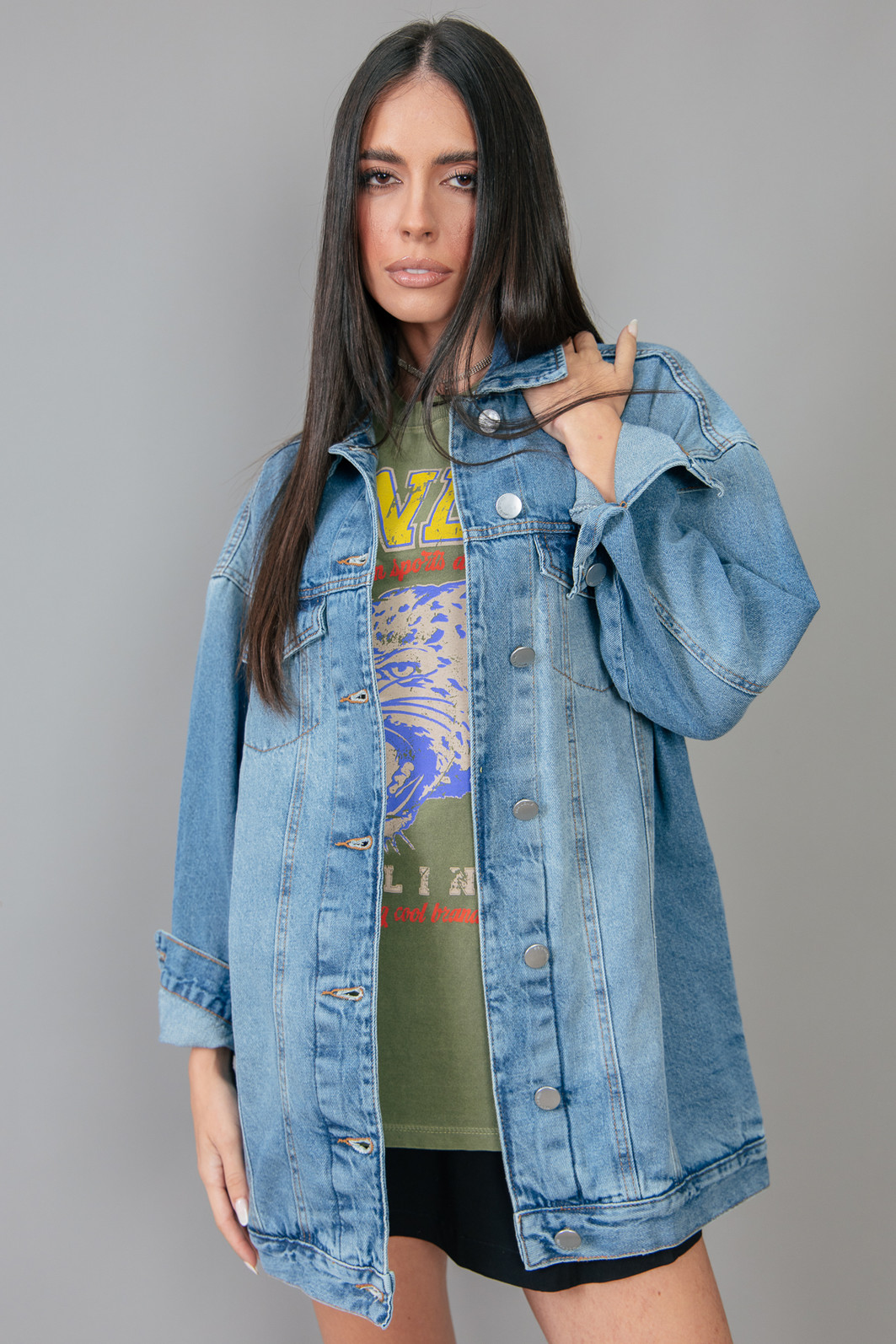 JAQUETA JEANS VINTAGE OVERSIZED COM BOTÕES