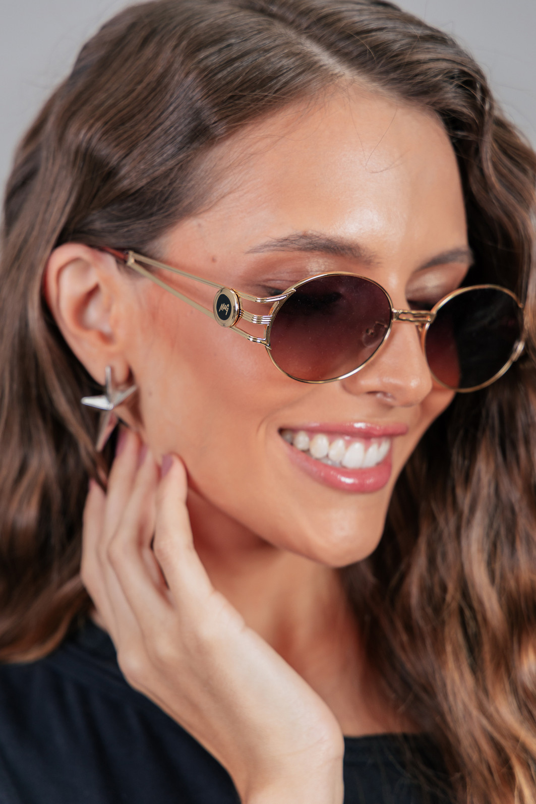 ÓCULOS METAL DOURADO AVIADOR DEGRADÊ ROSÊ