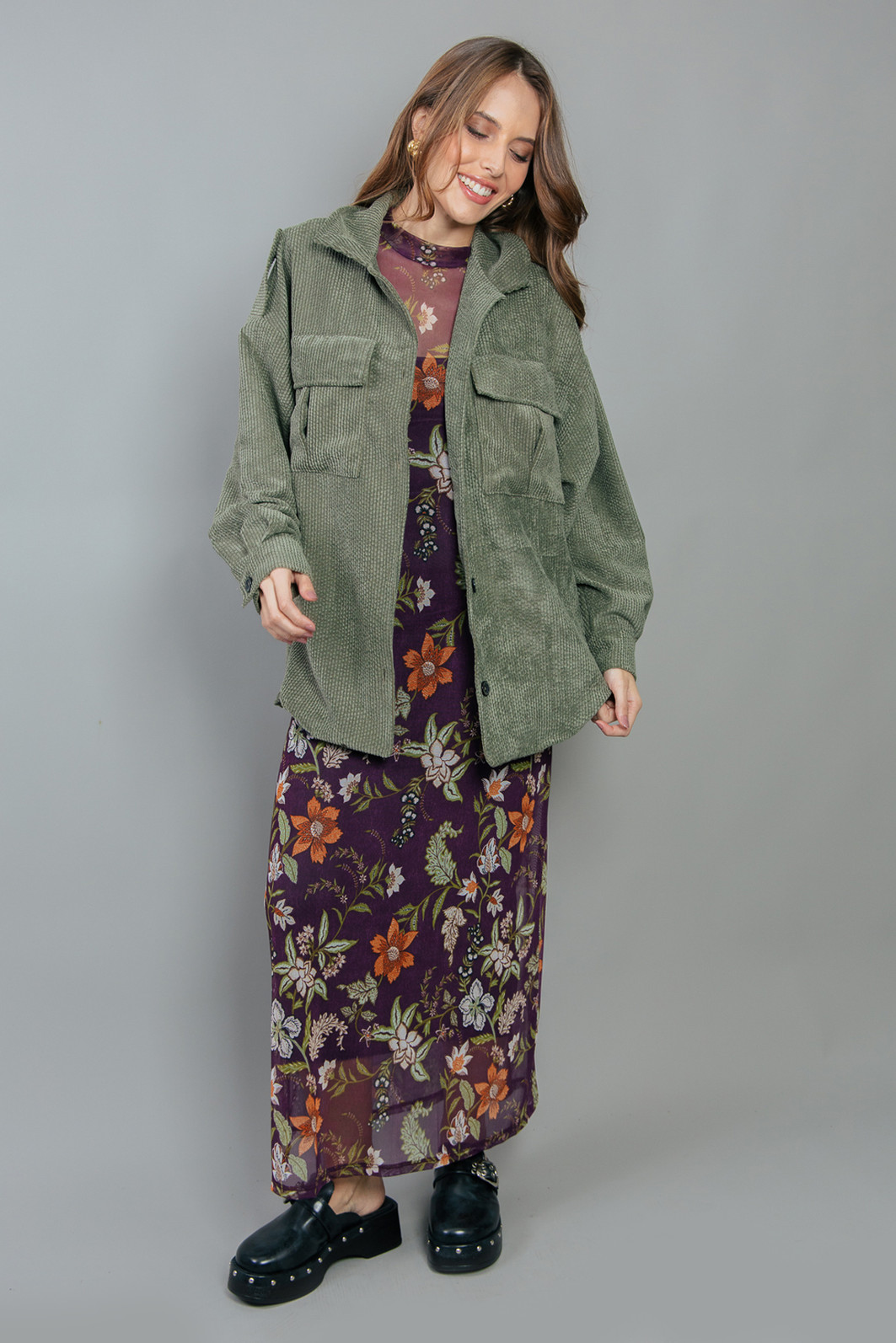 JAQUETA OVERSIZED DE COTELÊ VERDE