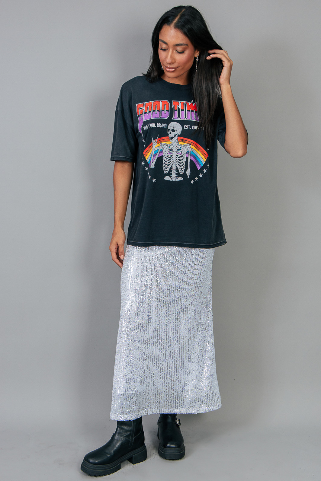 T-SHIRT VINTAGE PRETO MARMORIZADO GOOD TIMES Marina&Gabriella - Roupas ...