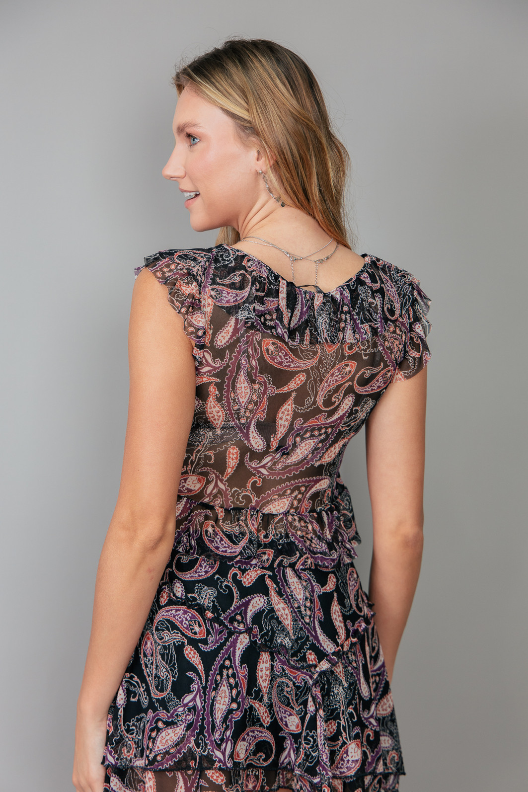 BLUSA COM AMARRAÇÃO DE TULE ESTAMPADO GYPSY BLUSA COM AMARRAÇÃO DE TULE ESTAMPADO GYPSY