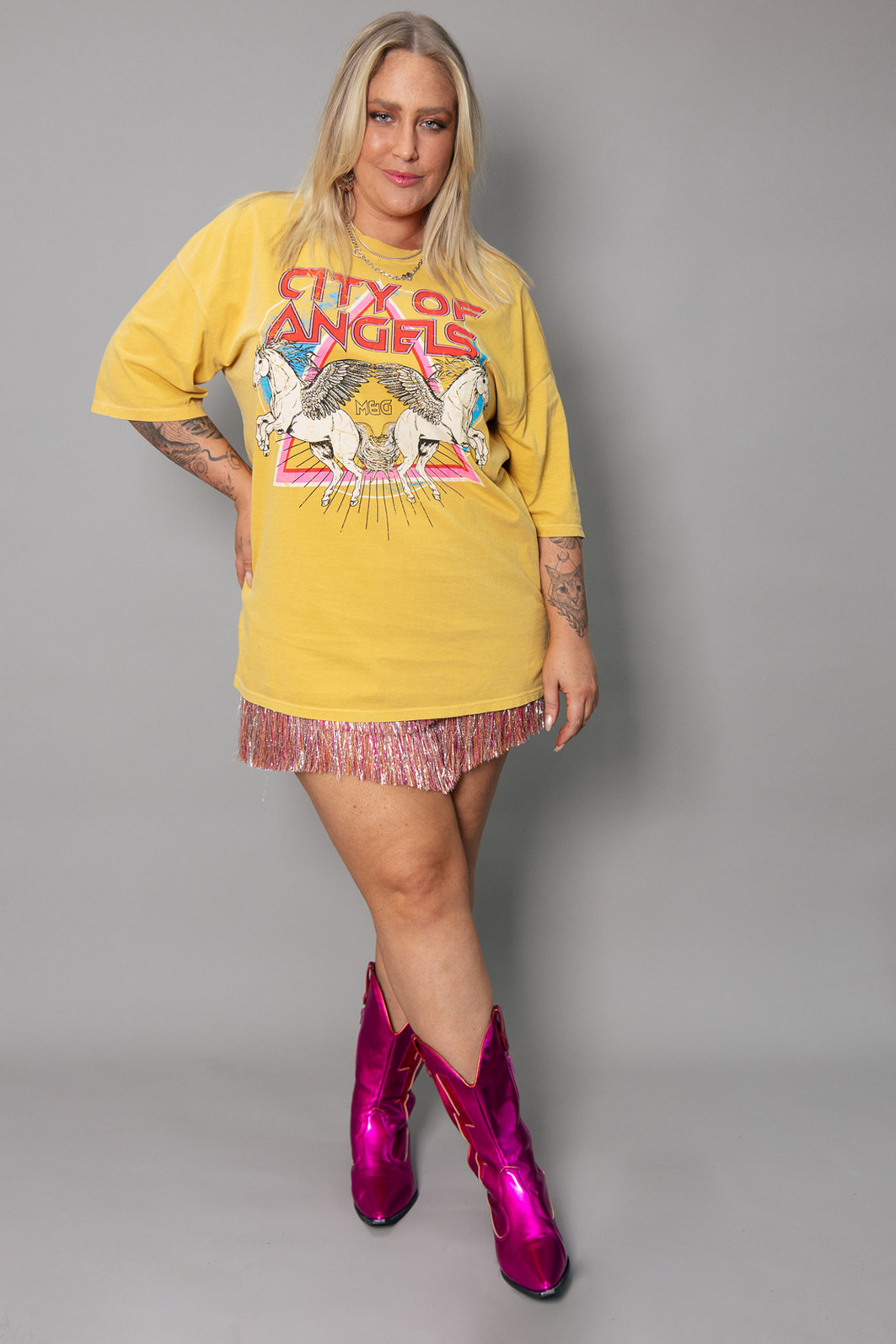 T-SHIRT VINTAGE AMARELA CITY OF ANGELS