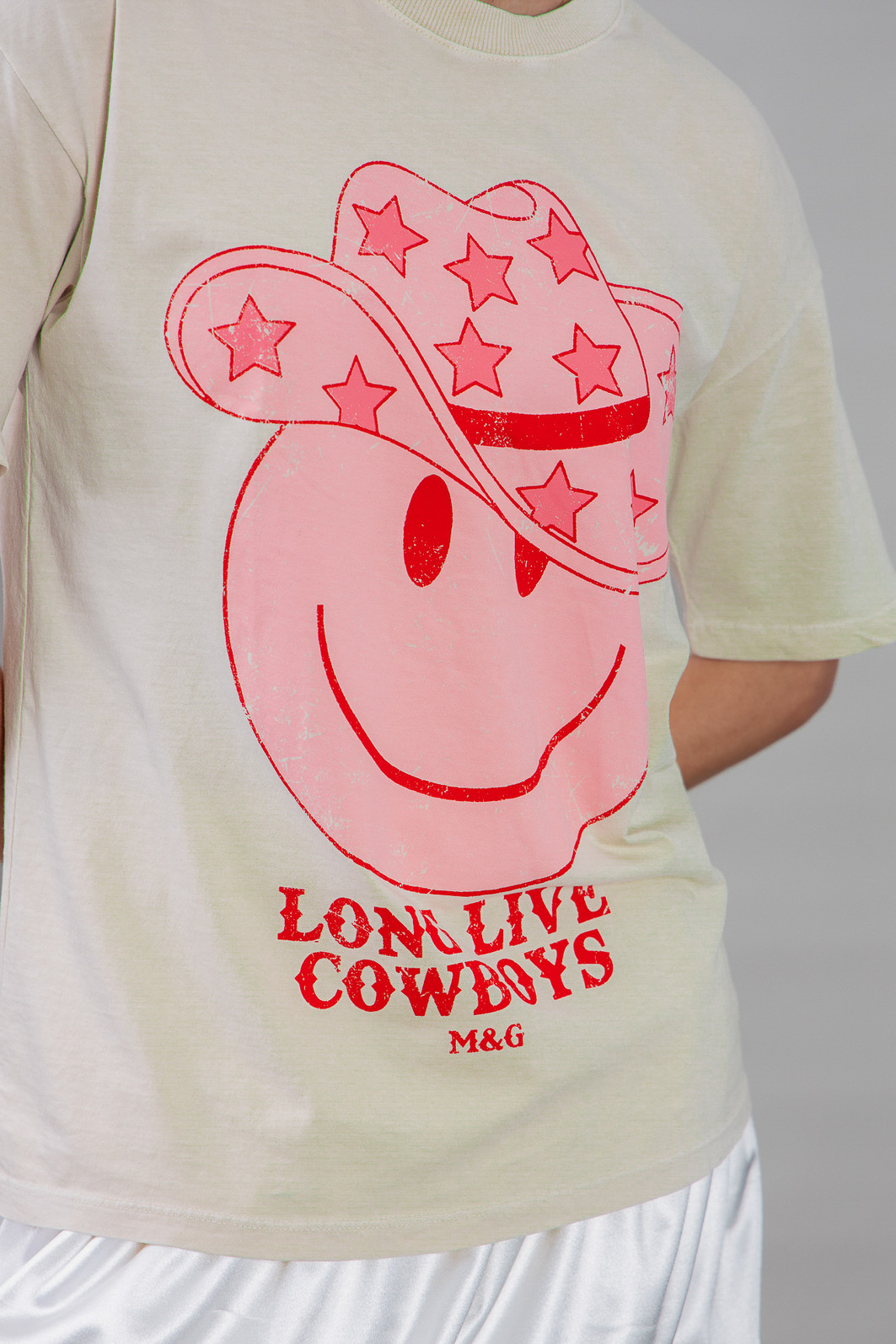 CAMISETA T-SHIRT VINTAGE BEGE COWBOYS SMILE
