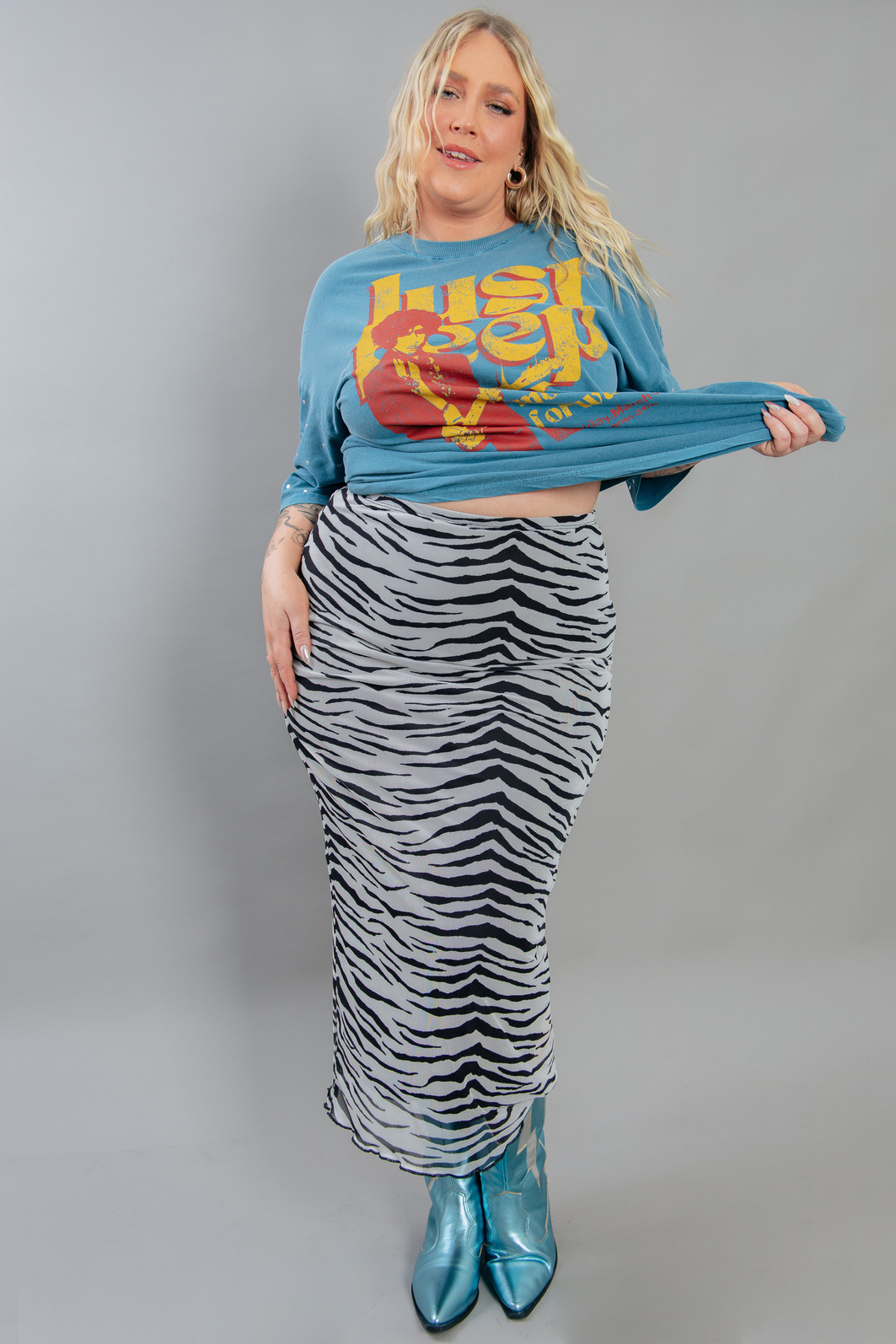 SAIA MIDI TULE COM FORRO ESTAMPA TIGRE