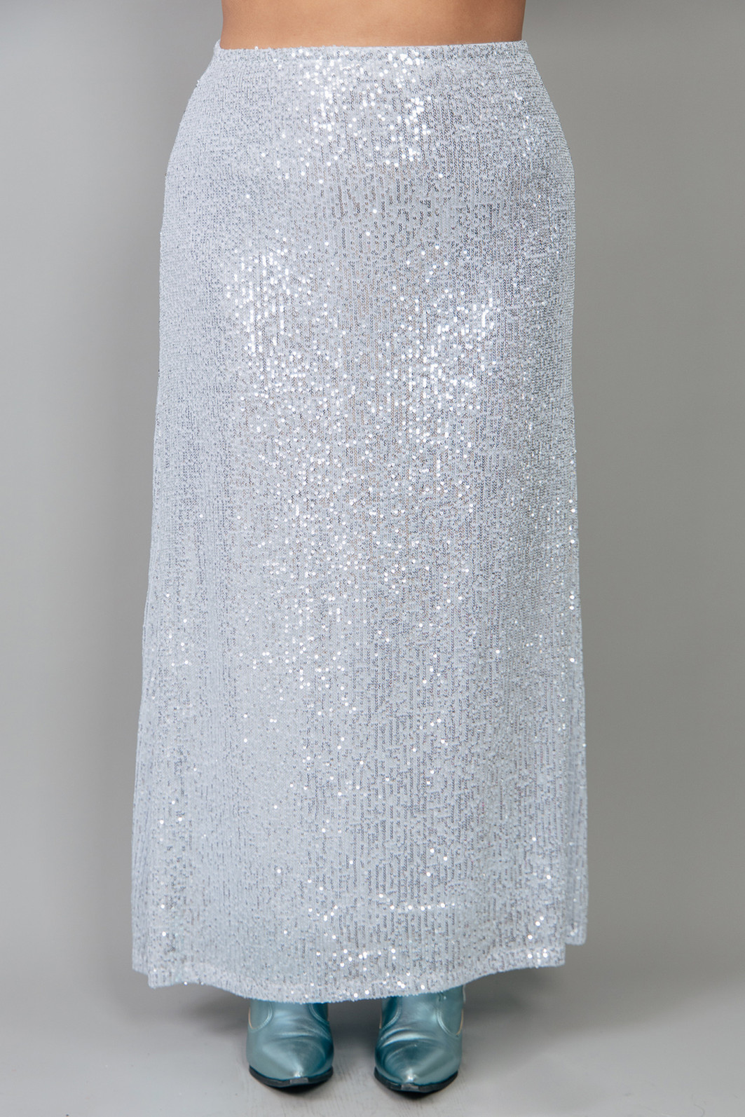 SAIA MIDI DE PAETÊ PRATA MILÃO SAIA MIDI DE PAETÊ PRATA MILÃO