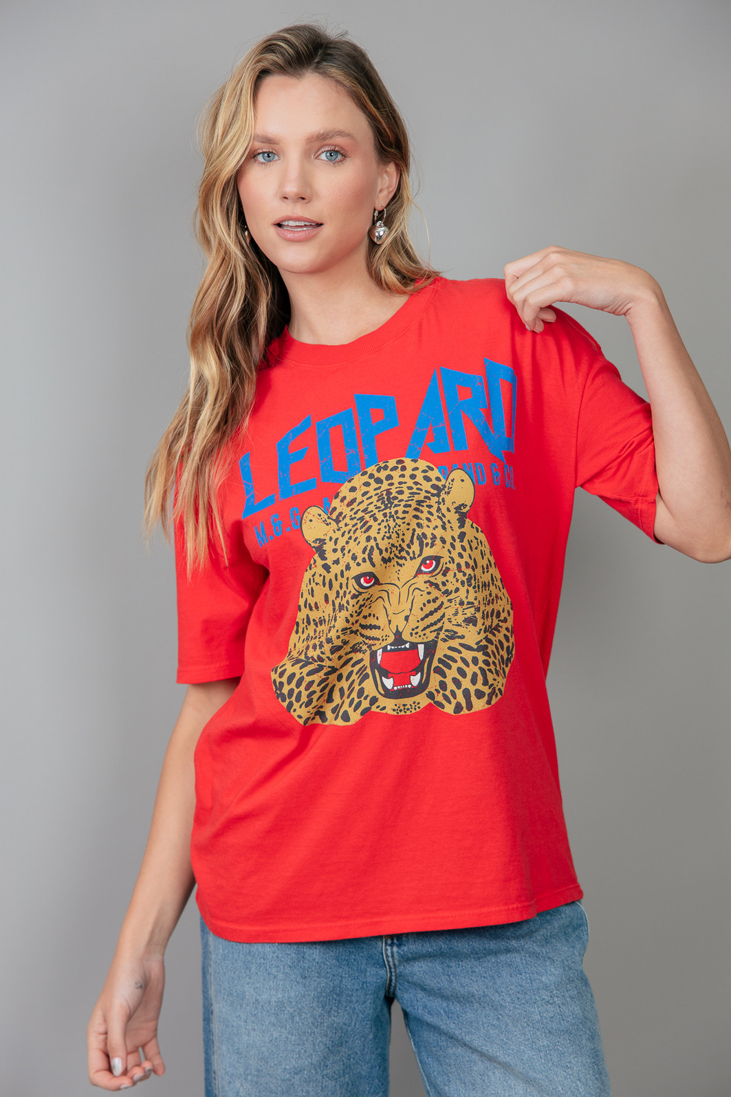 CAMISETA T-SHIRT VINTAGE VERMELHA LEOPARD CAMISETA T-SHIRT VINTAGE VERMELHA LEOPARD