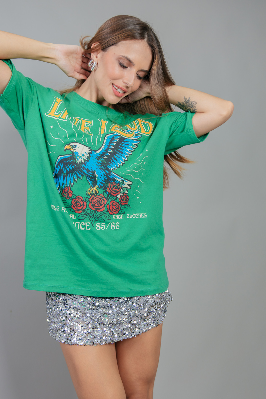 CAMISETA T-SHIRT VINTAGE VERDE LIVE LOUD CAMISETA T-SHIRT VINTAGE VERDE LIVE LOUD
