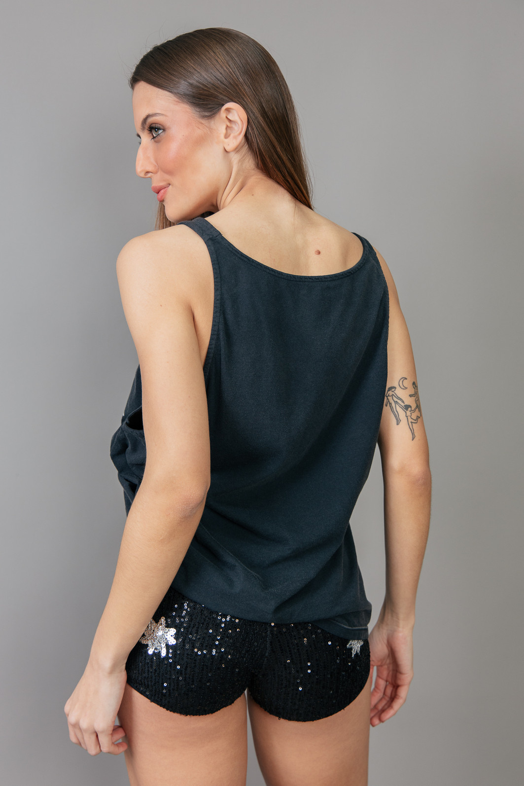 REGATA AMPLA PRETA  COM SILK STARBORN