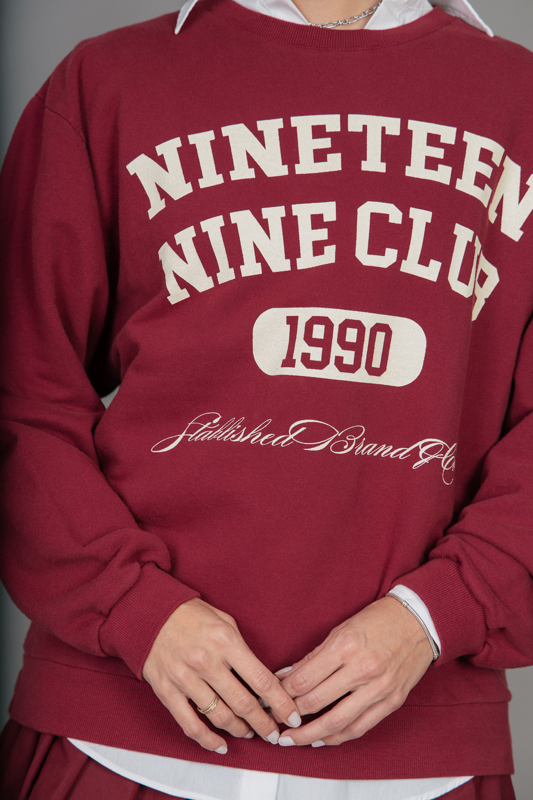 CASACO OVERSIZED DE MOLETOM BORGONHA NINETEEN