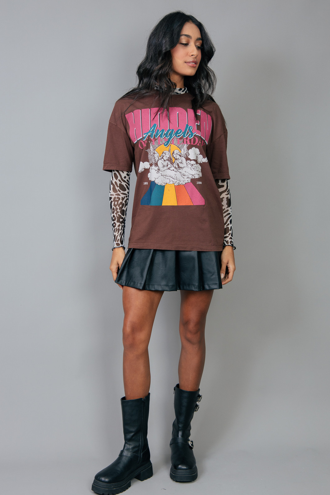 CAMISETA T-SHIRT VINTAGE MARROM HIDDEN