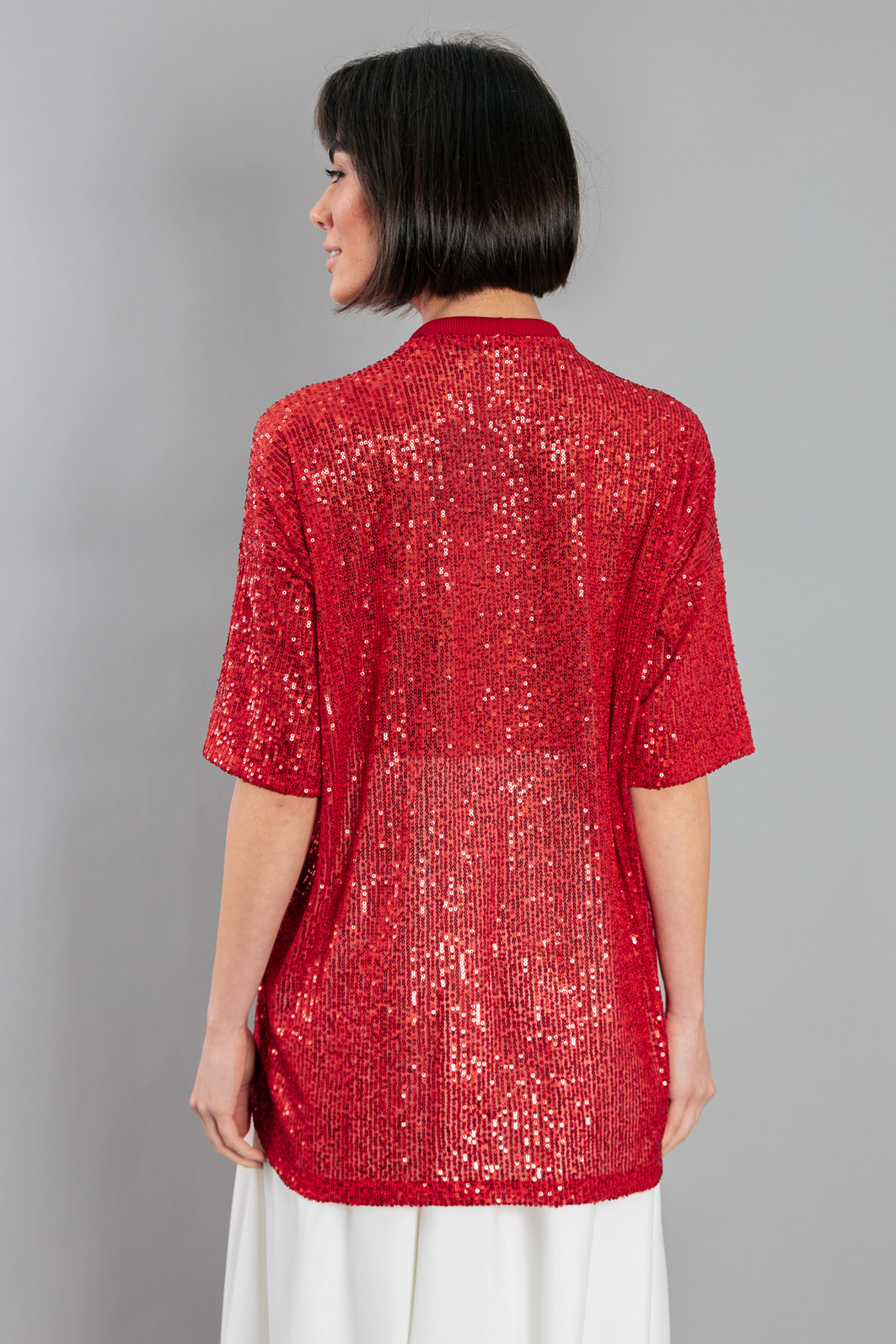 CAMISETA T-SHIRT OVERSIZED DE PAETÊ VERMELHO WINNER