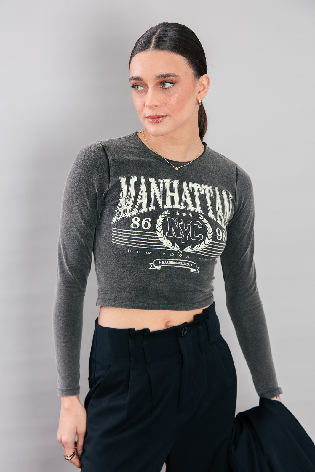 BLUSA COTTON MANGA LONGA MARMORIZADO MANHATTAN