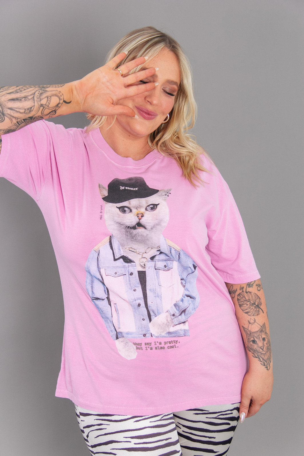 CAMISETA T-SHIRT VINTAGE ROSA CAT