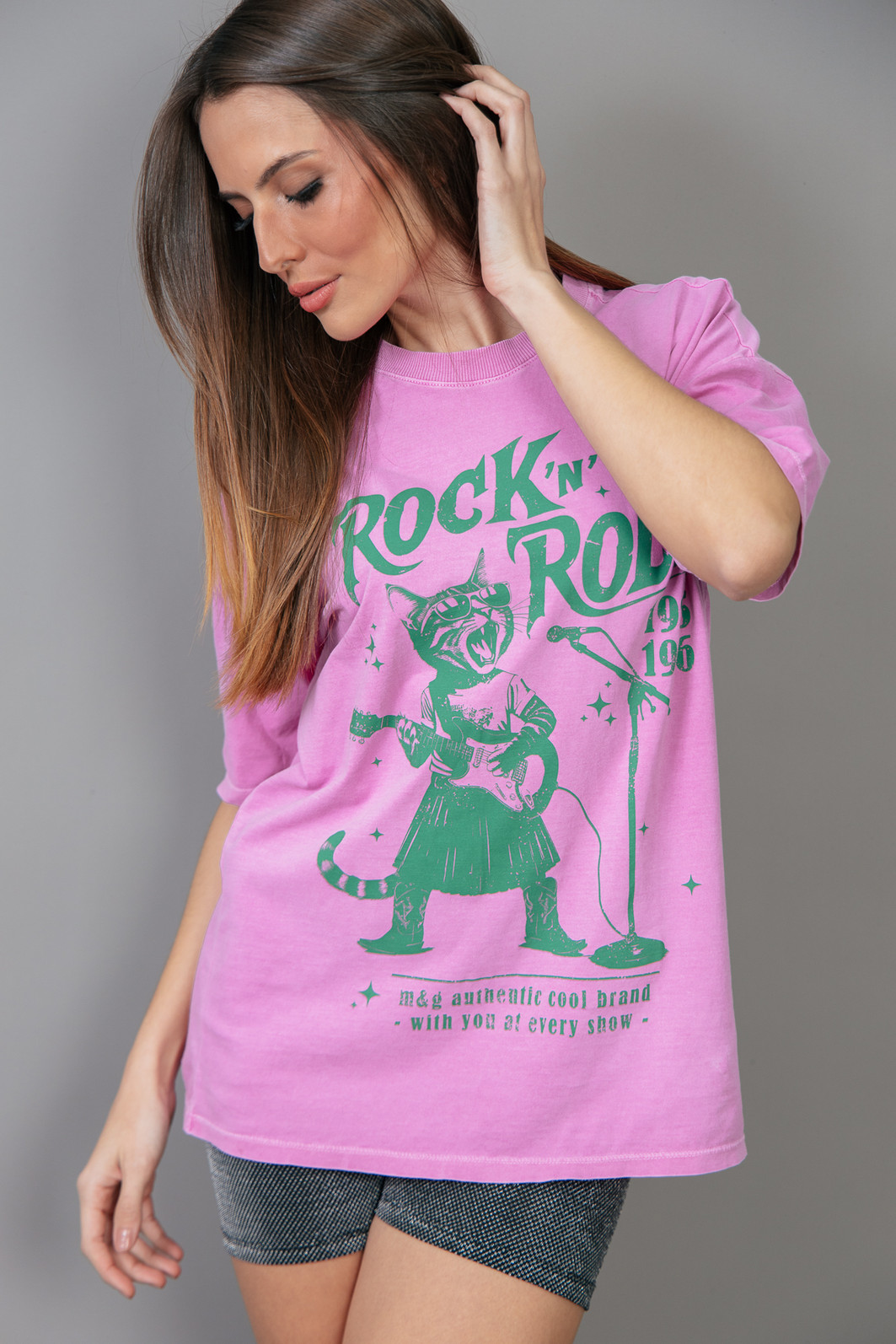 T-SHIRT VINTAGE ROSA ROCK'N'ROLL