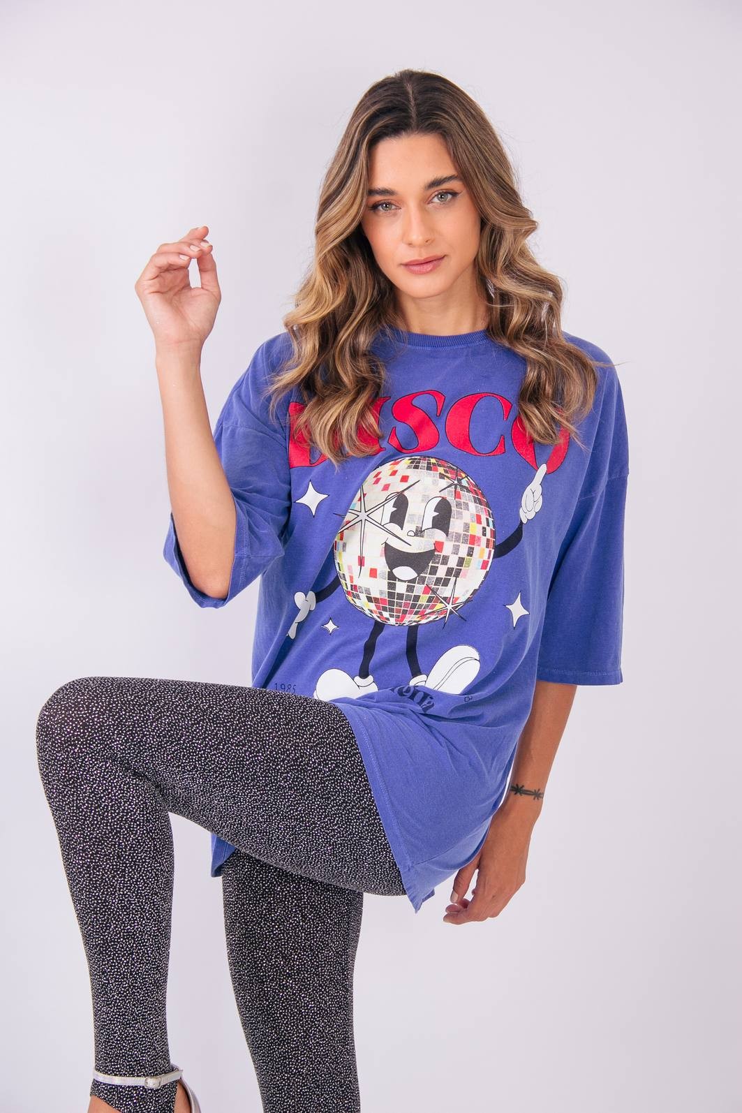 CAMISETA T-SHIRT OVERSIZED AZUL DISCO