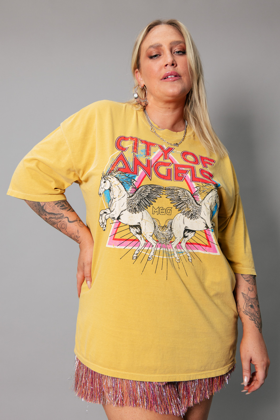 T-SHIRT VINTAGE AMARELA CITY OF ANGELS