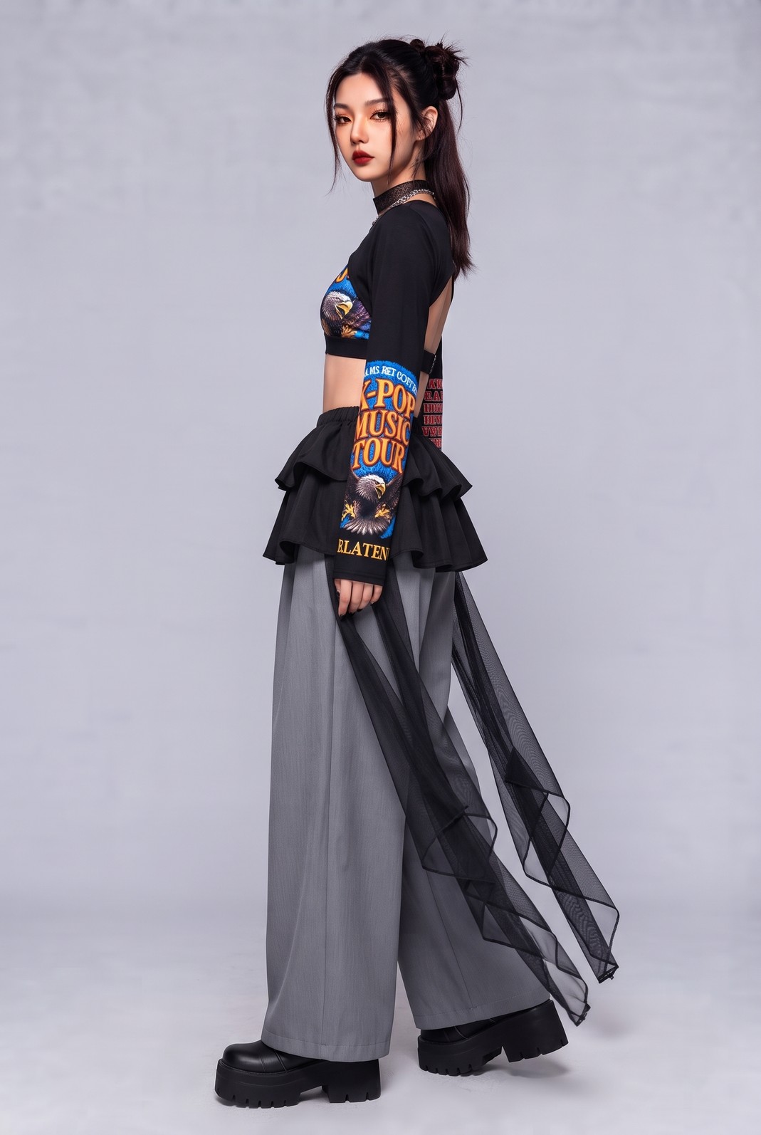 SAIA CINTO DE TULE PRETO COM PONTAS SAIA CINTO DE TULE PRETO COM PONTAS