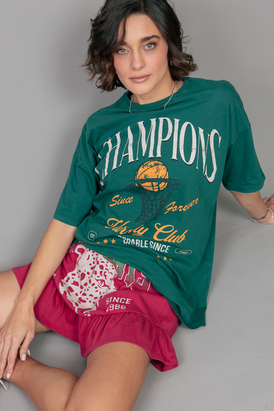 CAMISETA T-SHIRT OVERSIZED VERDE CHAMPIONS CAMISETA T-SHIRT OVERSIZED VERDE CHAMPIONS