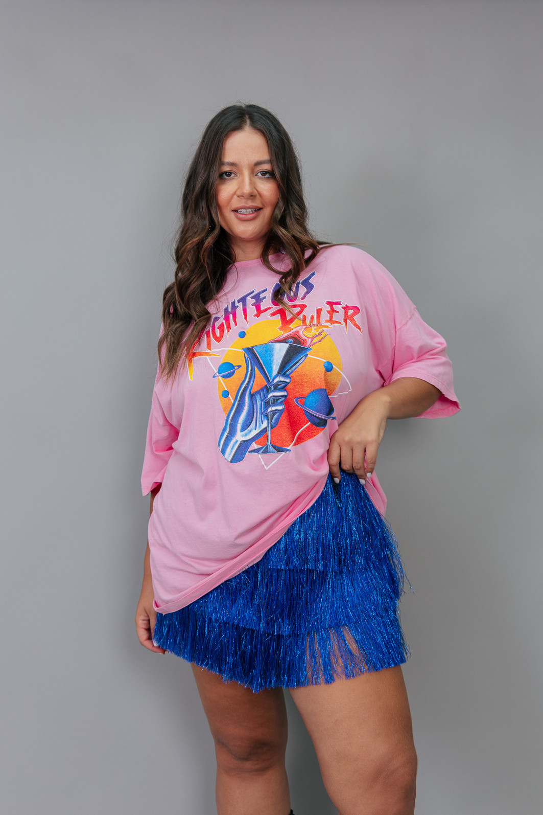 SHORT SAIA DE FRANJAS LONGAS AZUL