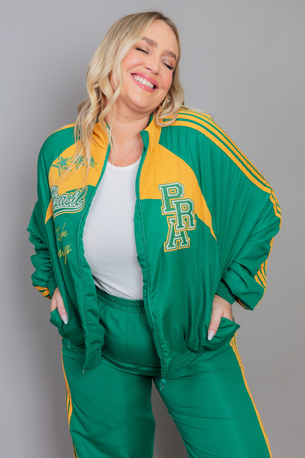 JAQUETA ESPORTIVA BRASIL VERDE E AMARELO