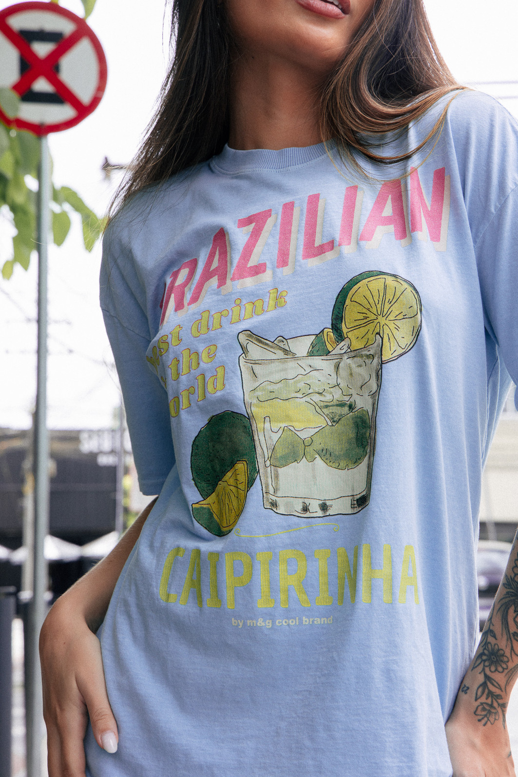 CAMISETA T-SHIRT VINTAGE AZUL CAIPIRINHA