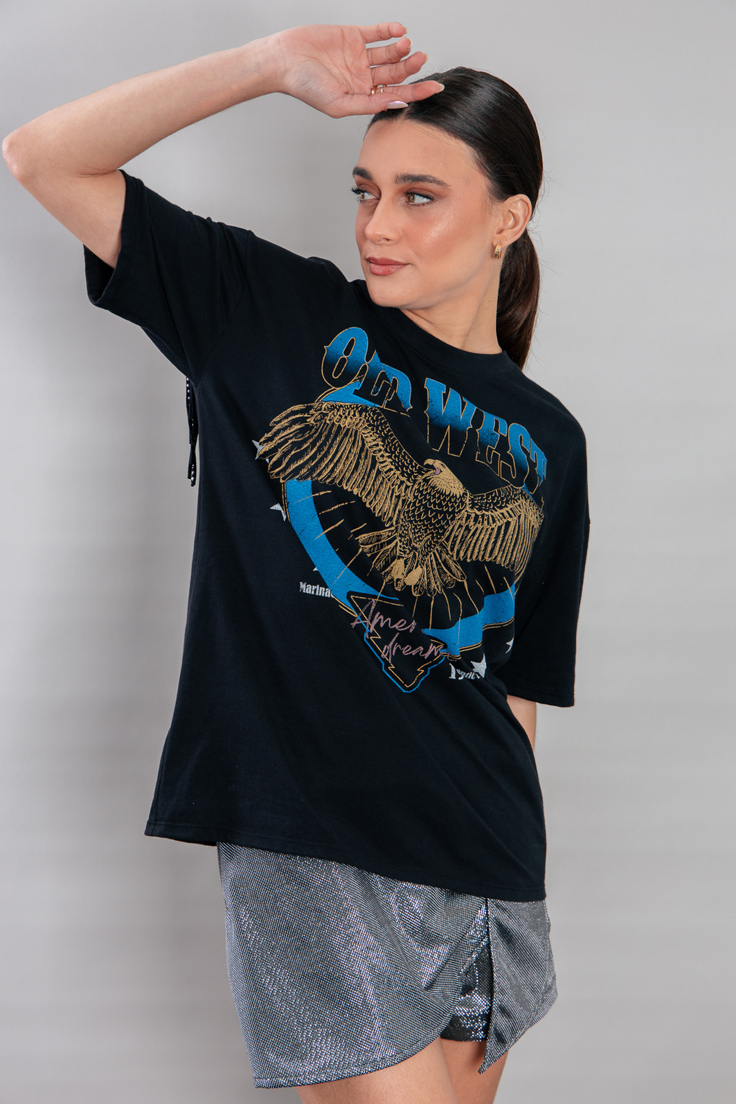 CAMISETA T-SHIRT VINTAGE PRETA OLD WEST COM FRANJAS COSTA CAMISETA T-SHIRT VINTAGE PRETA OLD WEST COM FRANJAS COSTA