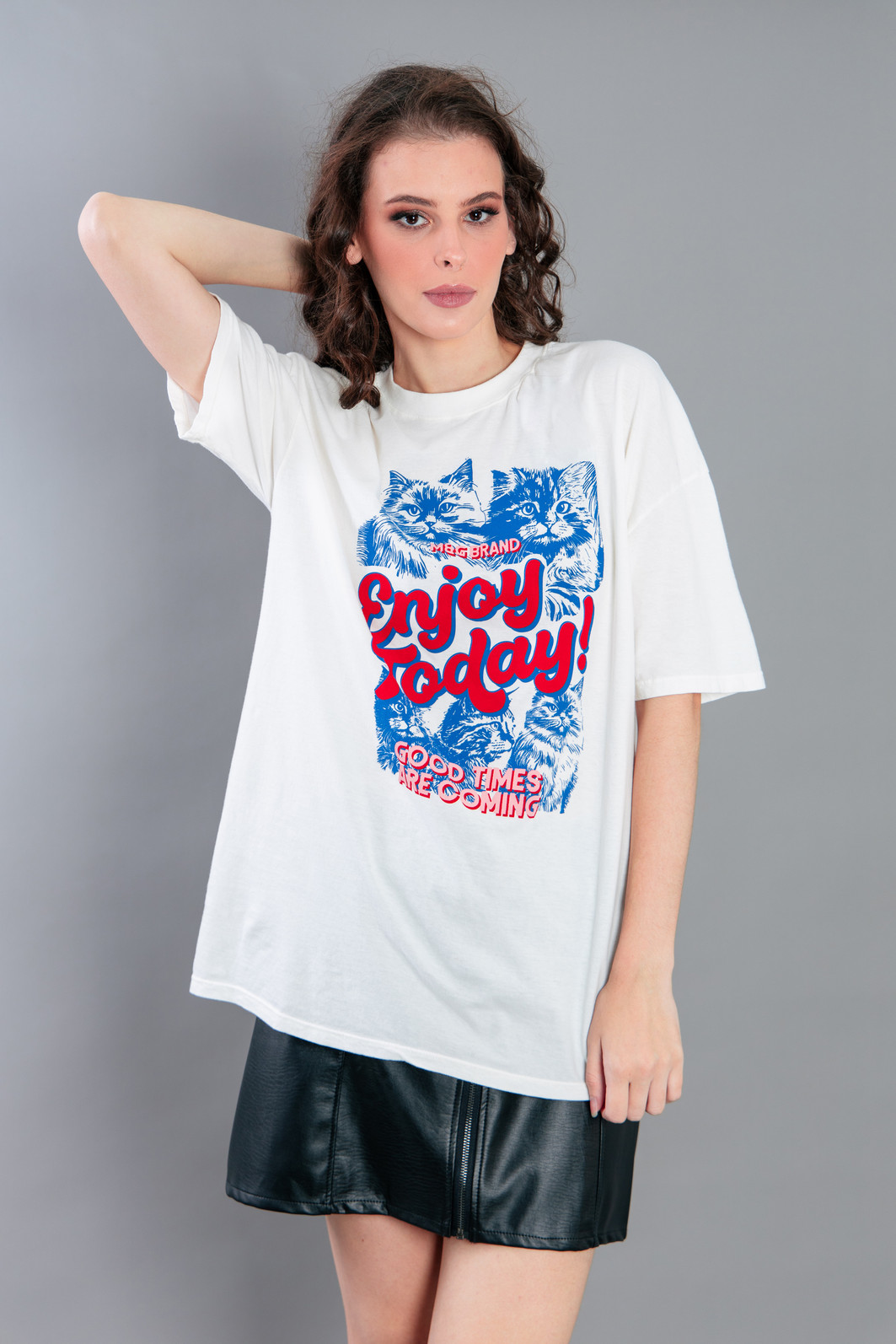 CAMISETA T-SHIRT VINTAGE OFF WHITE ENJOY TODAY CAMISETA T-SHIRT VINTAGE OFF WHITE ENJOY TODAY