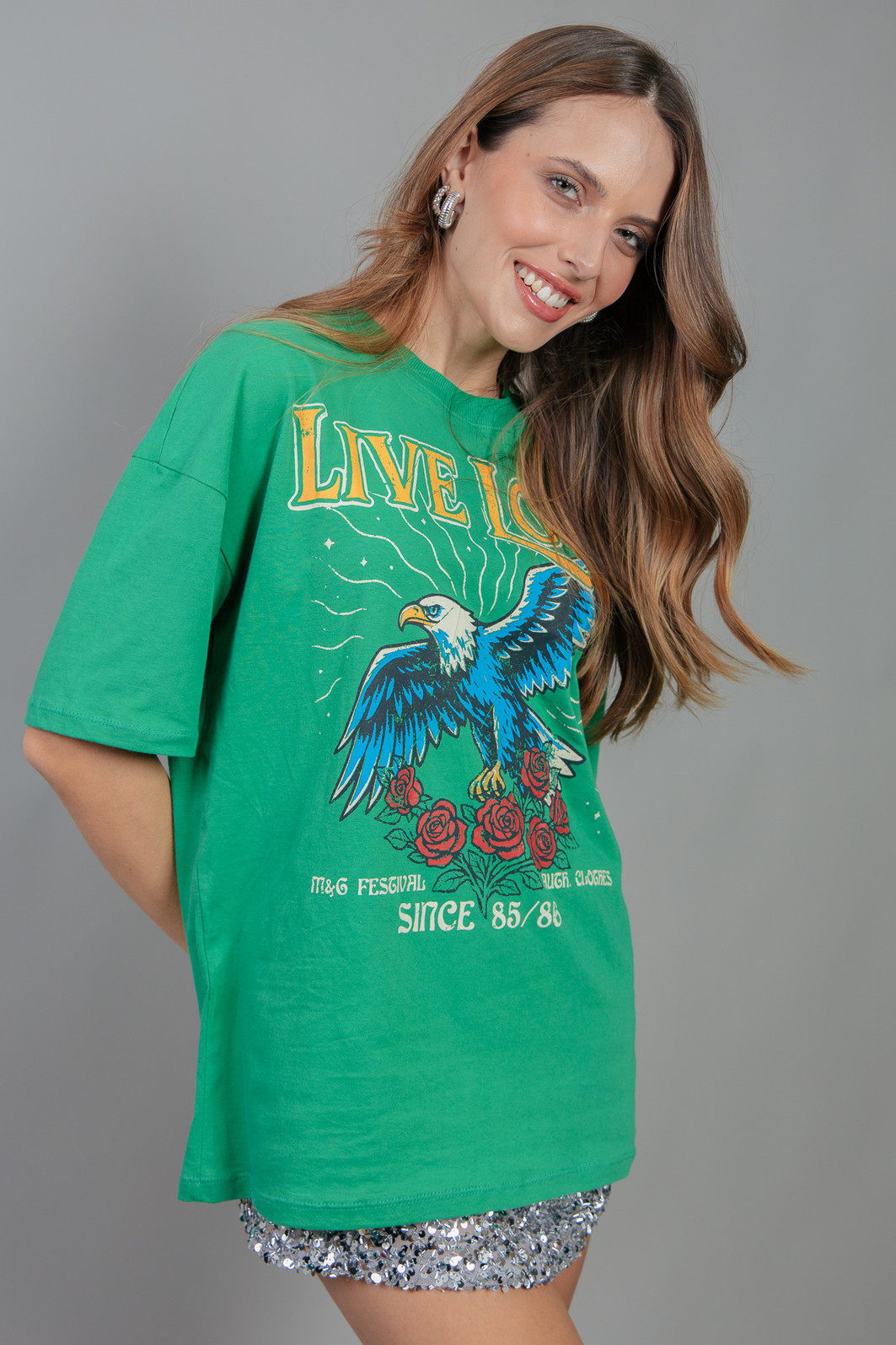 CAMISETA T-SHIRT VINTAGE VERDE LIVE LOUD CAMISETA T-SHIRT VINTAGE VERDE LIVE LOUD