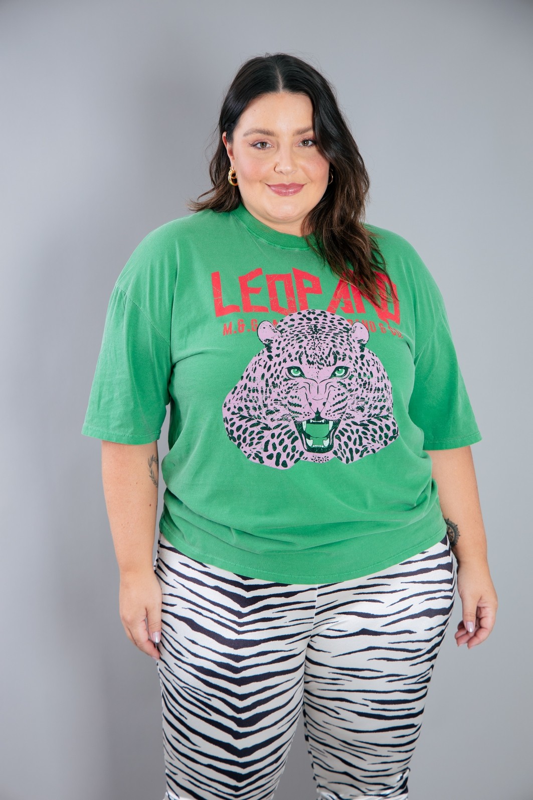 CAMISETA T-SHIRT VINTAGE VERDE LEOPARD CAMISETA T-SHIRT VINTAGE VERDE LEOPARD