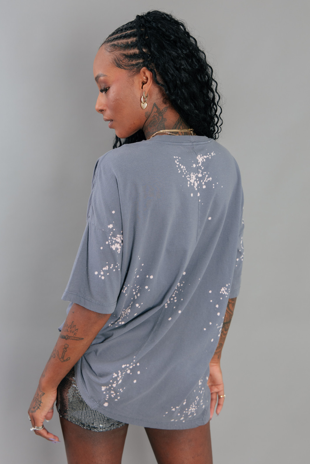 CAMISETA T-SHIRT OVERSIZED AZUL SERENDIPITY COM RESPINGOS