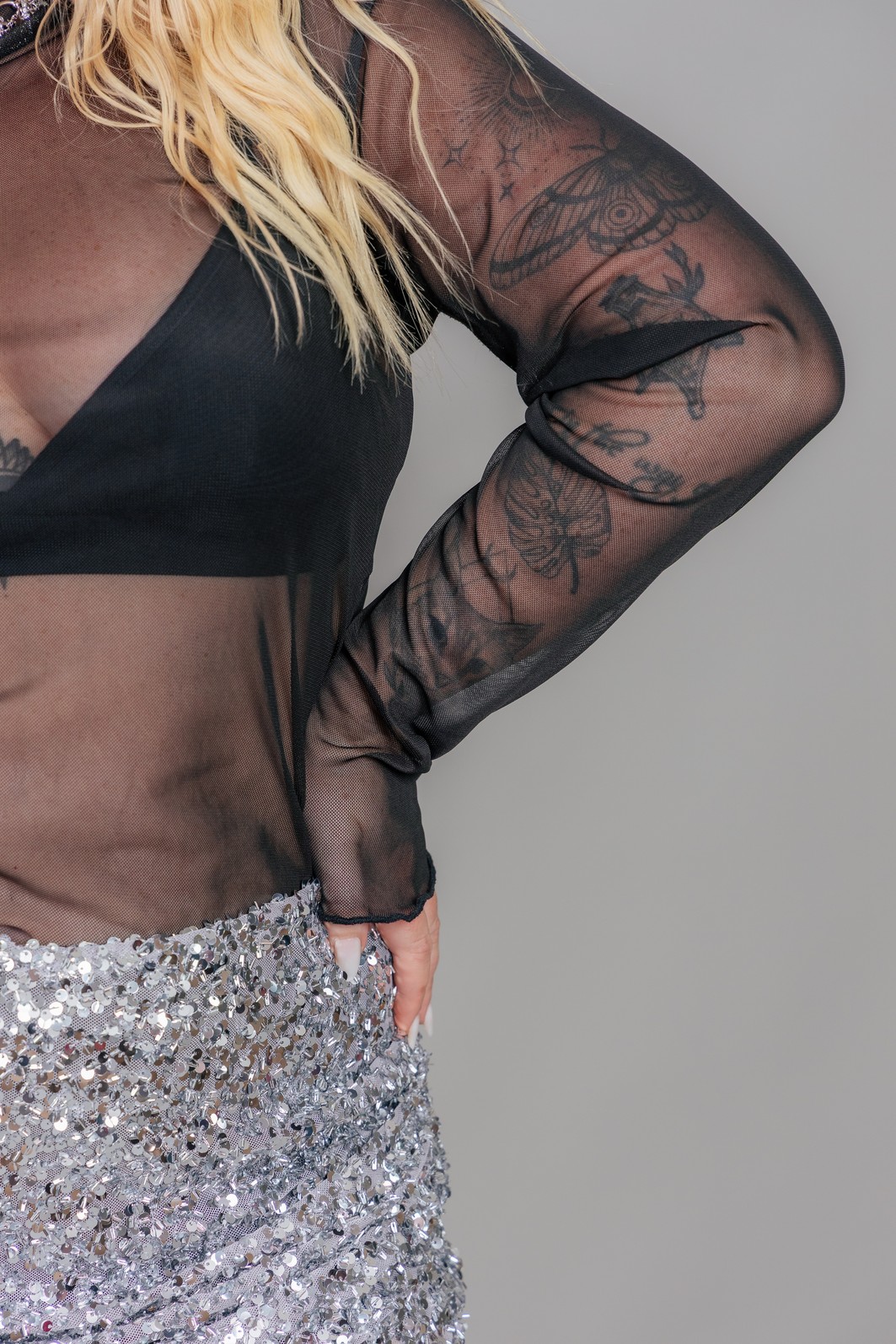 BLUSA MANGA LONGA SEGUNDA PELE DE TULE PRETO BLUSA MANGA LONGA SEGUNDA PELE DE TULE PRETO