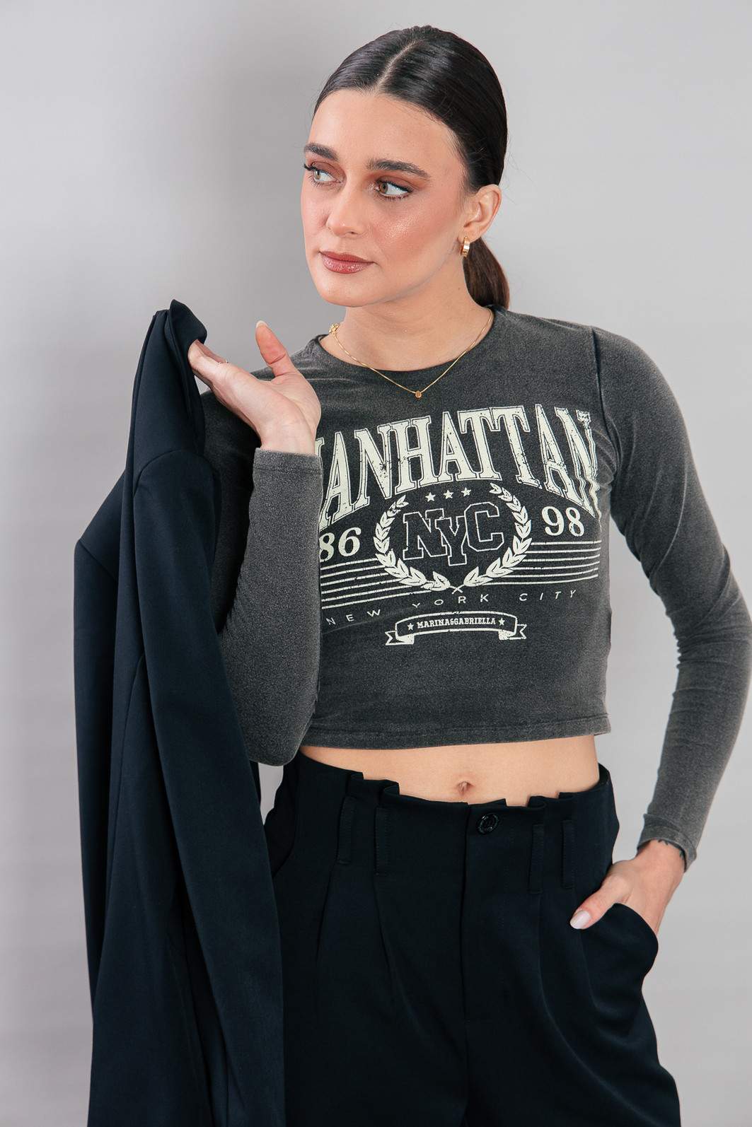 BLUSA COTTON MANGA LONGA MARMORIZADO MANHATTAN