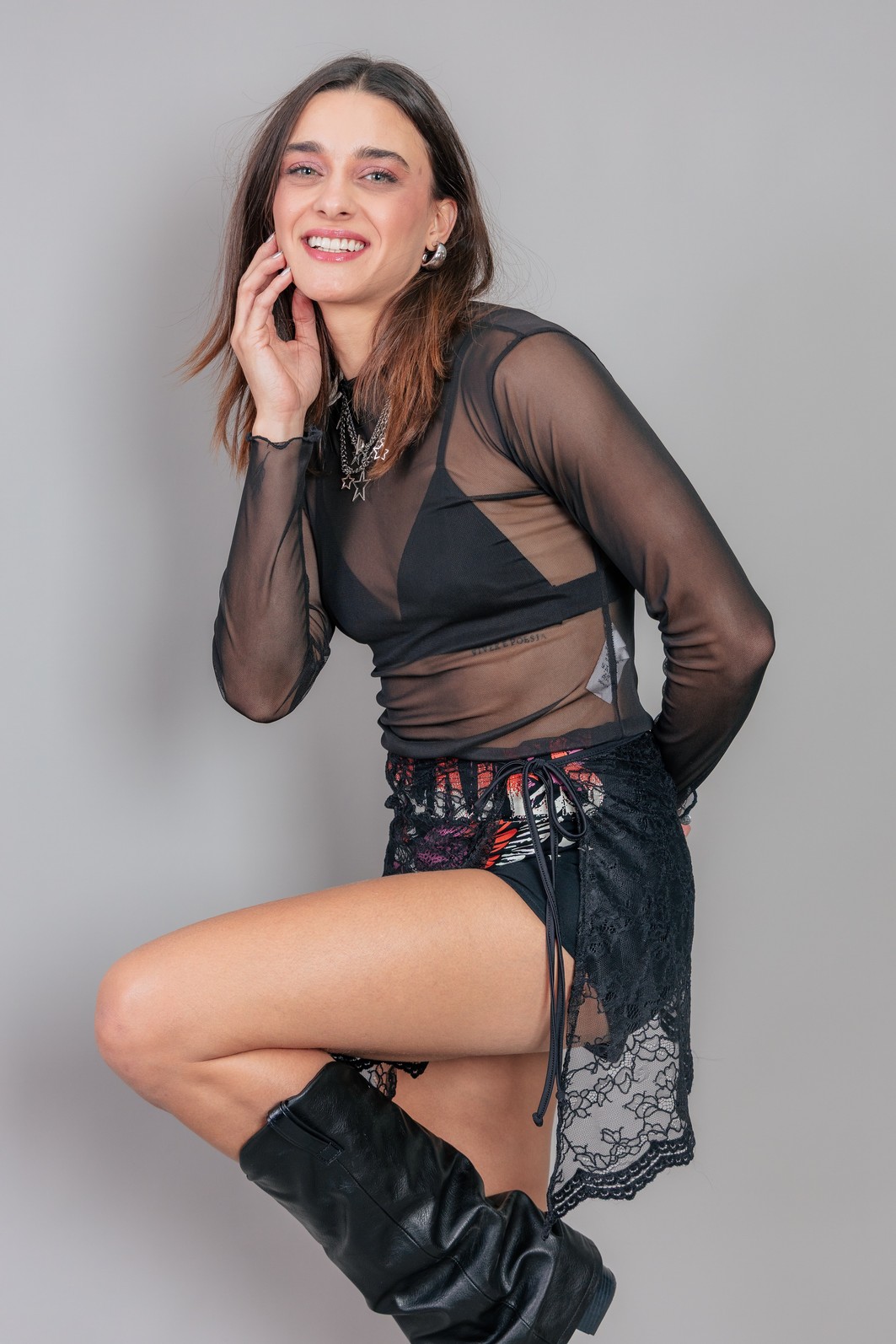 BLUSA MANGA LONGA SEGUNDA PELE DE TULE PRETO BLUSA MANGA LONGA SEGUNDA PELE DE TULE PRETO