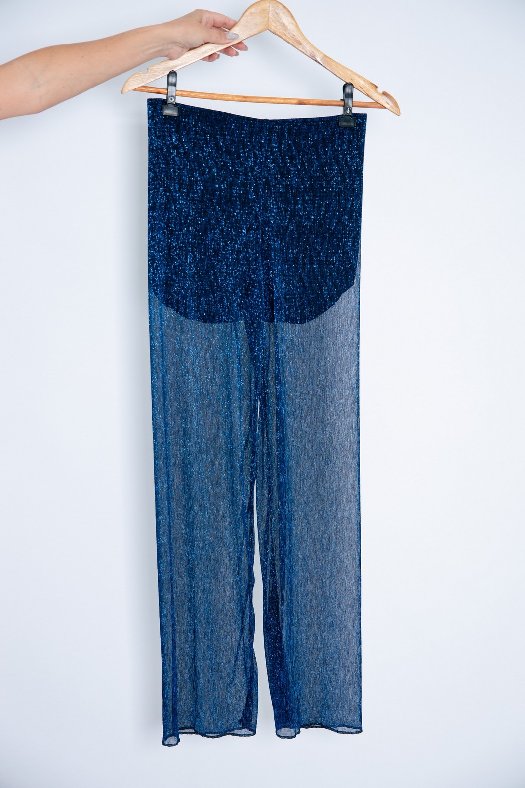 CALÇA LUREX BRILHO AZUL COM FORRO CALÇA LUREX BRILHO AZUL COM FORRO