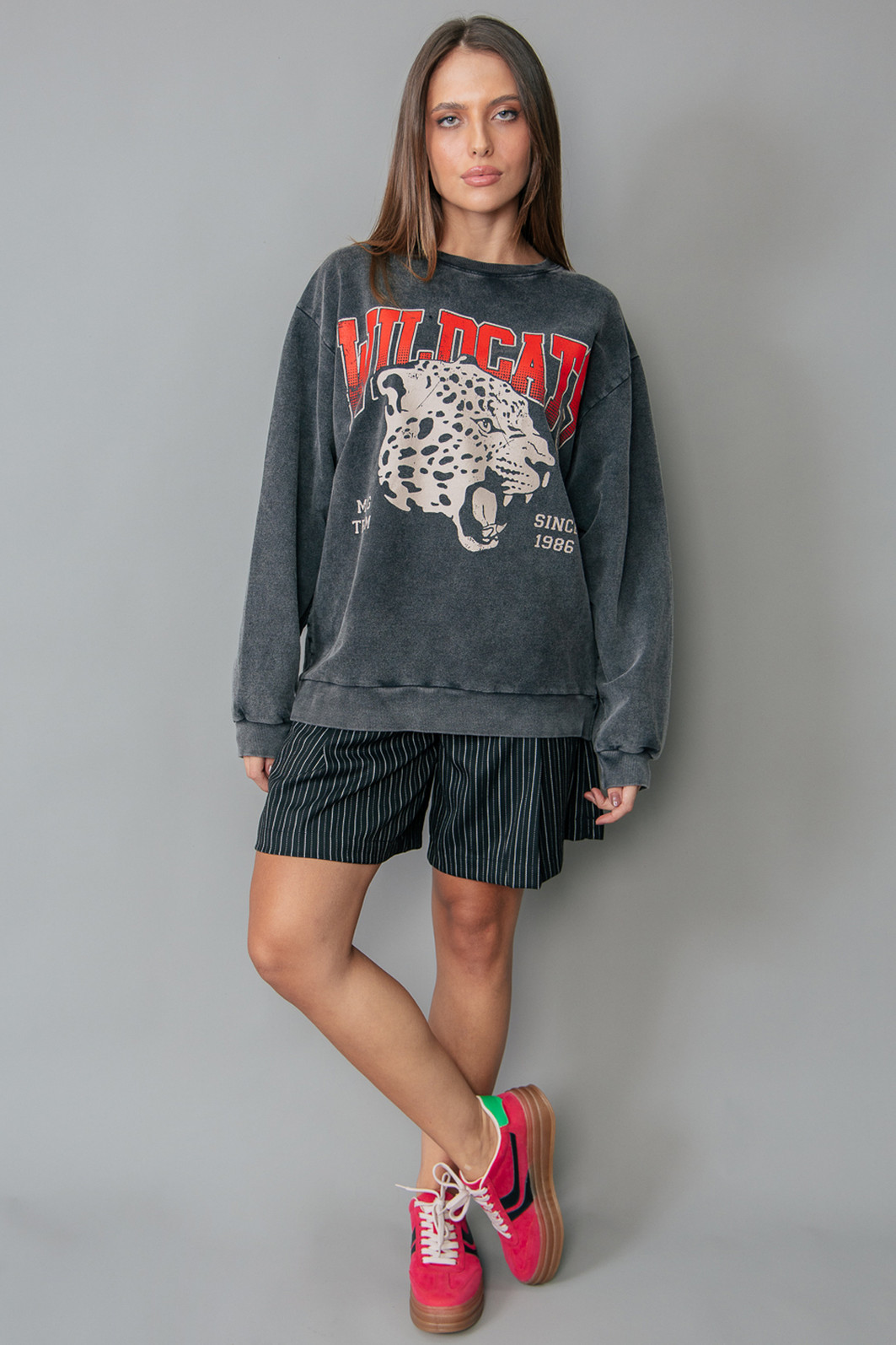 CASACO DE MOLETOM OVERSIZED PRETO MARMORIZADO WILDCATS