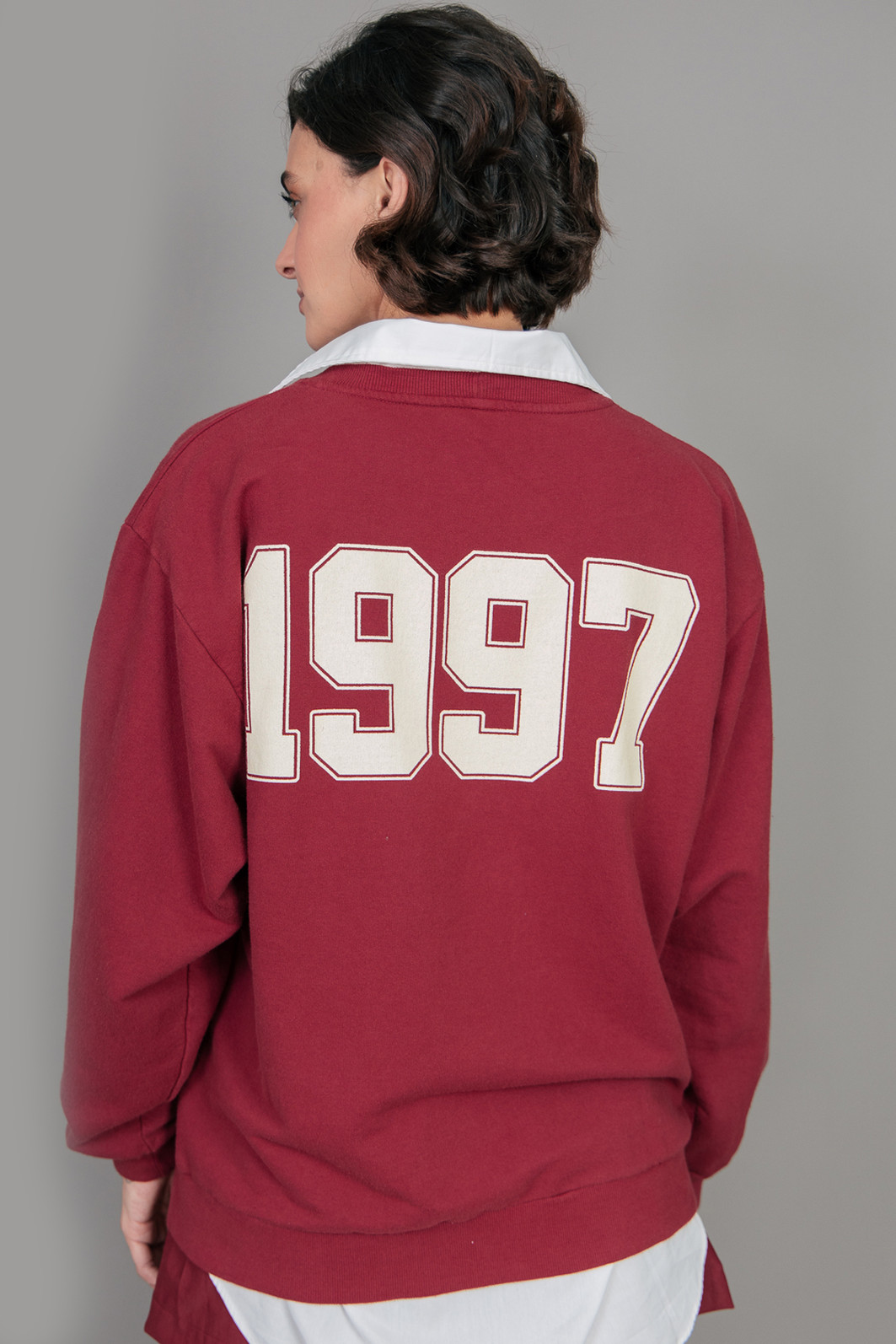 CASACO OVERSIZED DE MOLETOM BORGONHA NINETEEN