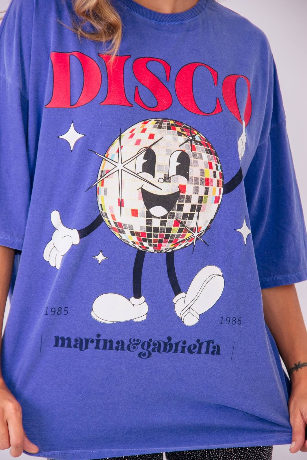 CAMISETA T-SHIRT OVERSIZED AZUL DISCO