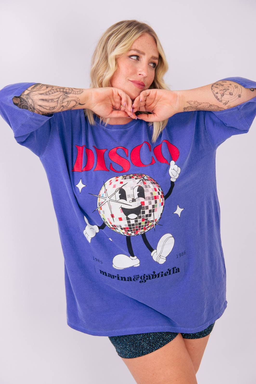 CAMISETA T-SHIRT OVERSIZED AZUL DISCO