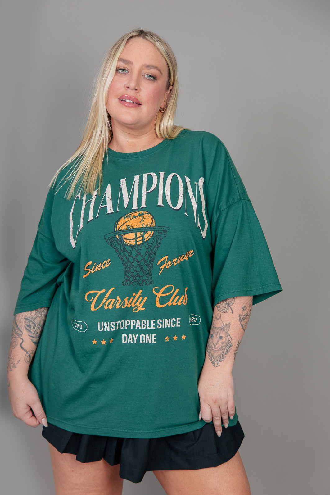 CAMISETA T-SHIRT OVERSIZED VERDE CHAMPIONS CAMISETA T-SHIRT OVERSIZED VERDE CHAMPIONS
