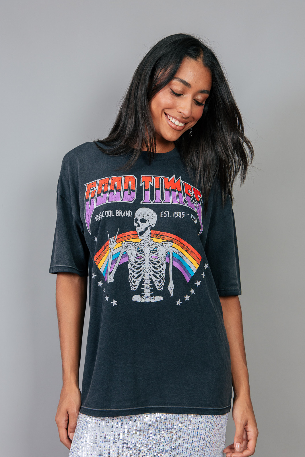 T-SHIRT VINTAGE PRETO MARMORIZADO GOOD TIMES T-SHIRT VINTAGE PRETO MARMORIZADO GOOD TIMES