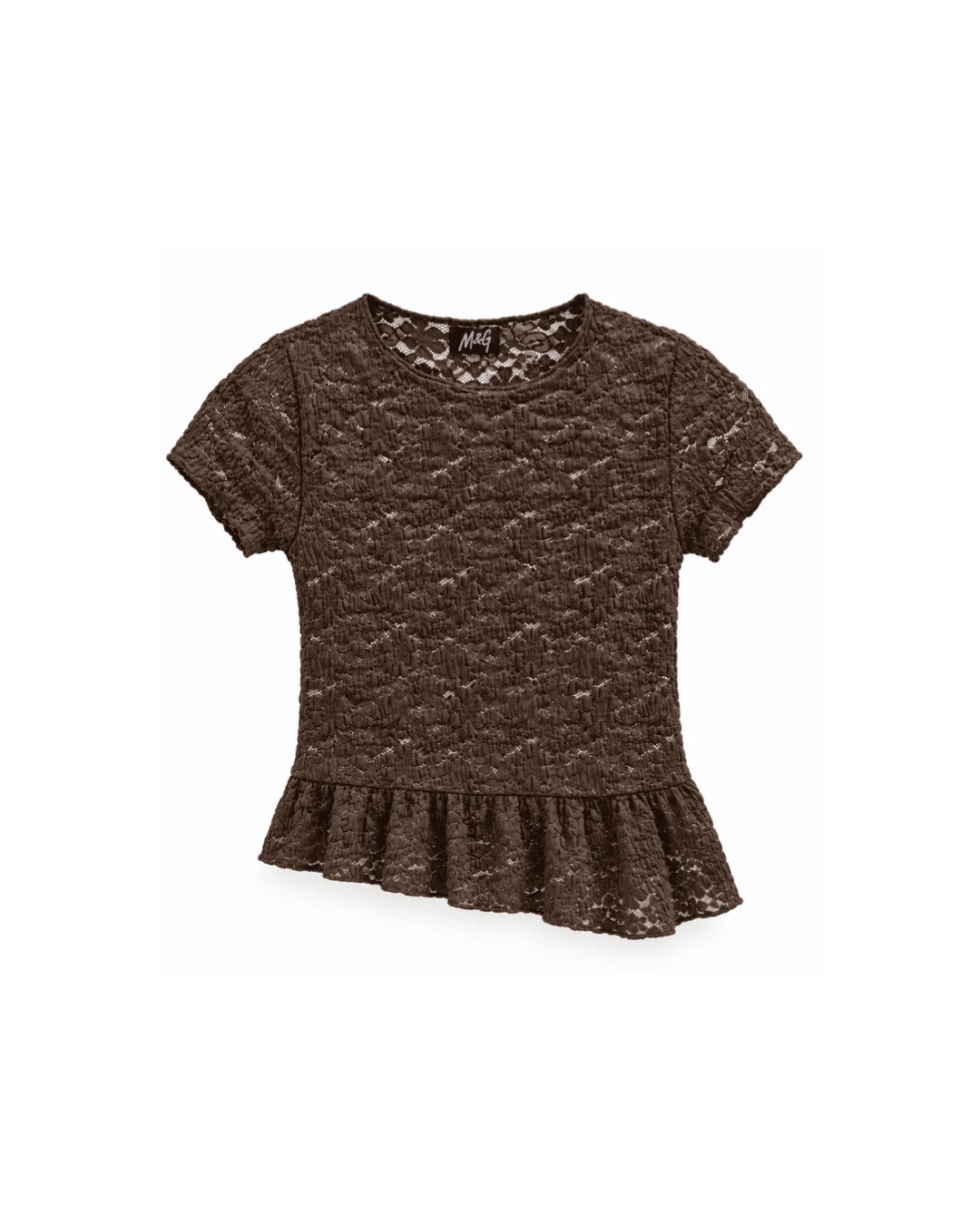 SHORT DE MALHA TINGIDO COM RENDA MARROM