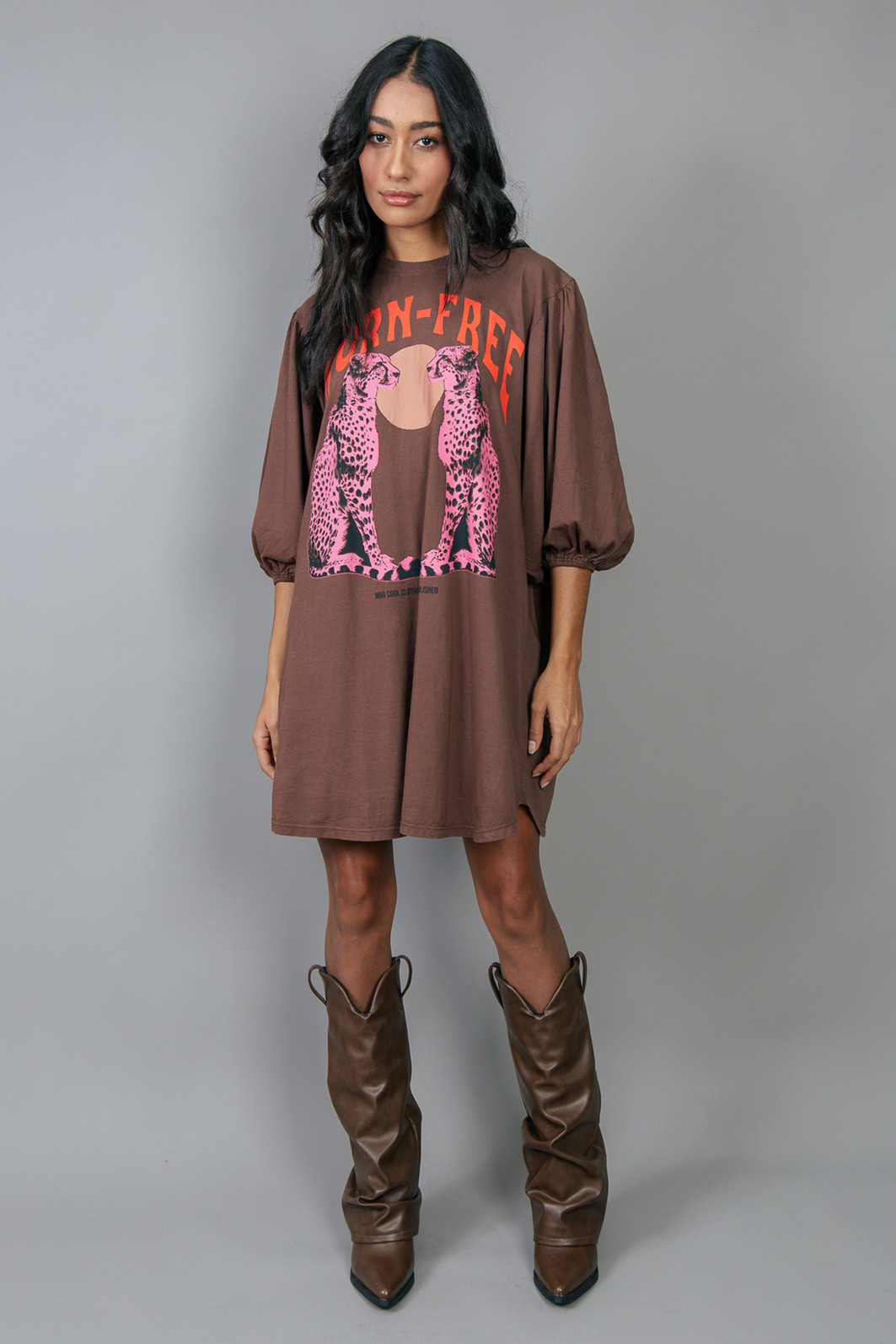 VESTIDO AMPLO COM MANGA BUFANTE BORN FREE