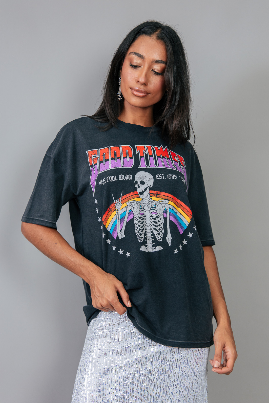 T-SHIRT VINTAGE PRETO MARMORIZADO GOOD TIMES T-SHIRT VINTAGE PRETO MARMORIZADO GOOD TIMES