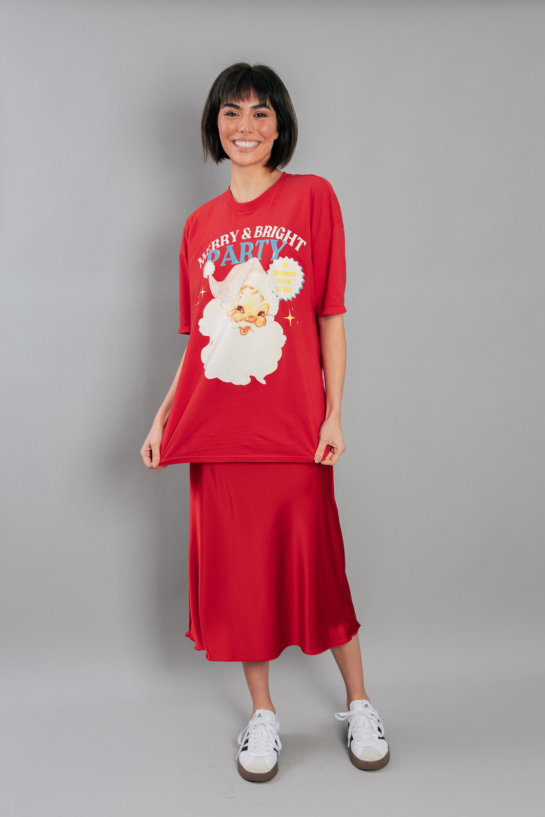 CAMISETA T-SHIRT VINTAGE VERMELHA MERRY & BRIGHT CAMISETA T-SHIRT VINTAGE VERMELHA MERRY & BRIGHT