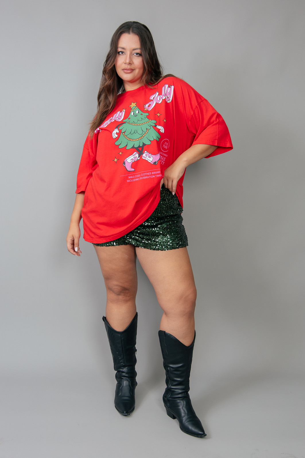 CAMISETA T-SHIRT OVERSIZED VERMELHA HOLLY JOLLY CAMISETA T-SHIRT OVERSIZED VERMELHA HOLLY JOLLY