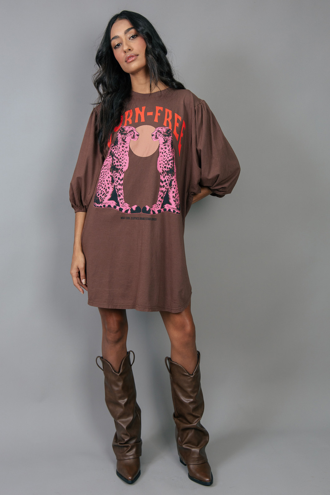 VESTIDO AMPLO COM MANGA BUFANTE BORN FREE