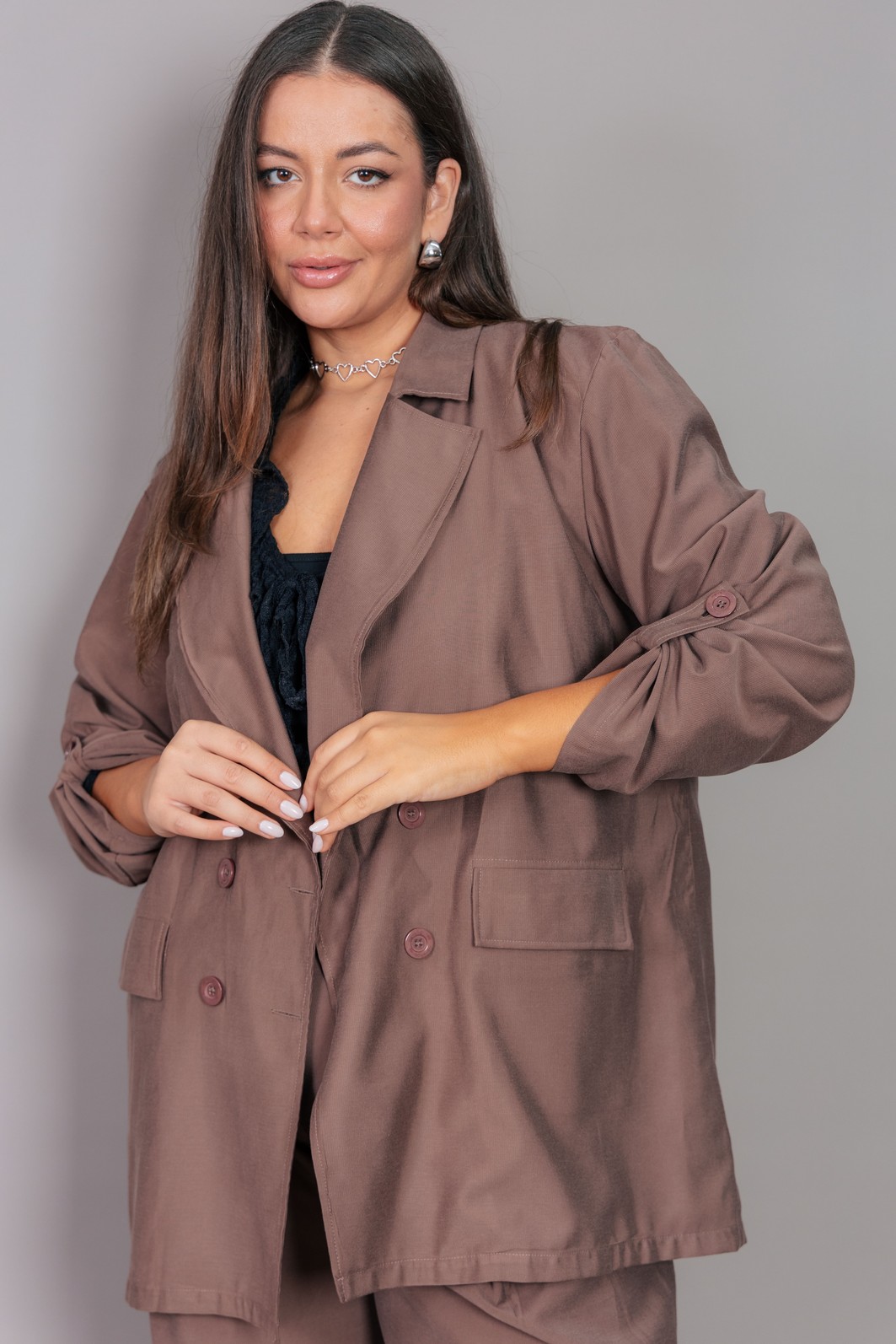 BLAZER OVERSIZED DE ALFAIATARIA MARROM BLAZER OVERSIZED DE ALFAIATARIA MARROM